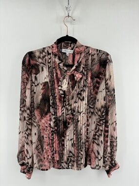 Jennifer Lopez Feather Print Blouse in Pink and Black